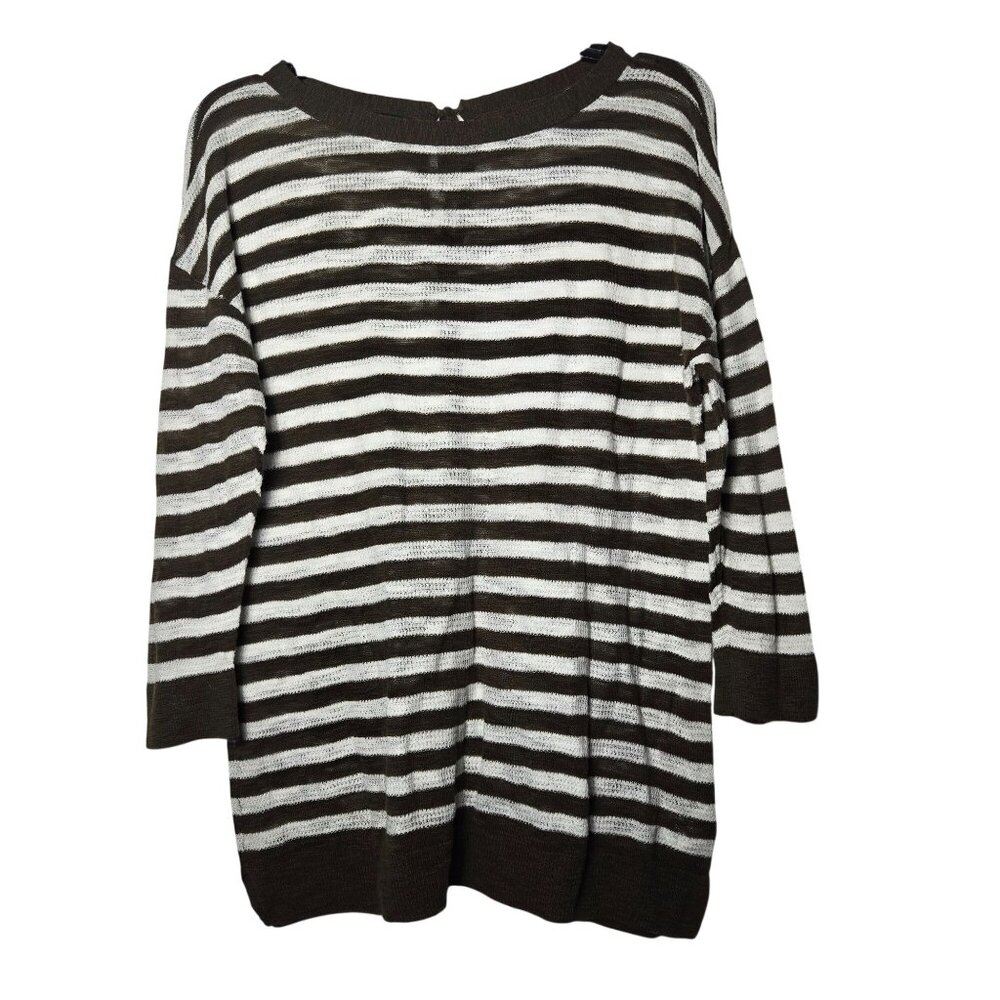 Talbots Womens Striped Sweater LP Petite‎ Large Knit Neutral Top Light Casual